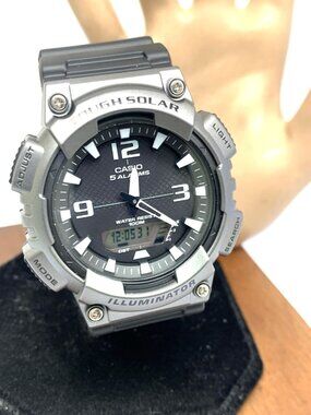 Casio Men's Watch AQS810W Illuminator Analog Digital Solar Black Gray Resin 5208